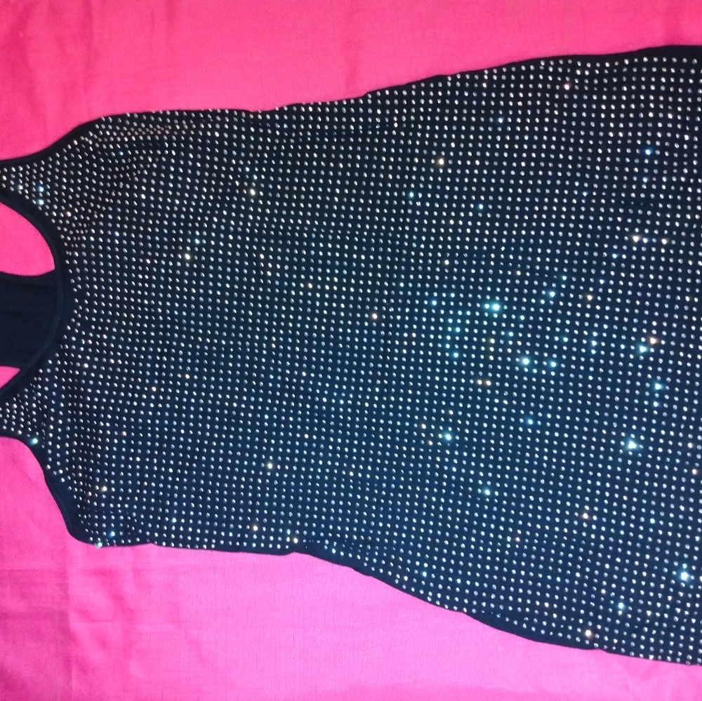 Women's black bling mini JLO stretch dress med